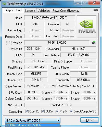 SLI NVIDIA GeForce GTX 550 Ti