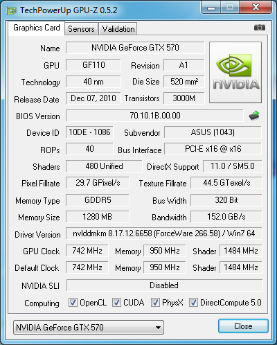 gpu-z ASUS GeForce GTX 570 DirectCU II
