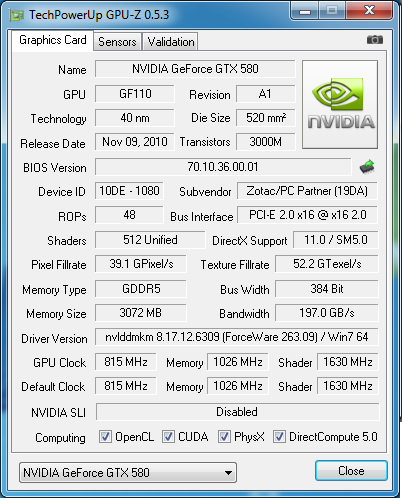 gpu-z ZOTAC GeForce GTX 580 AMP2! (ZT-50104-10P)