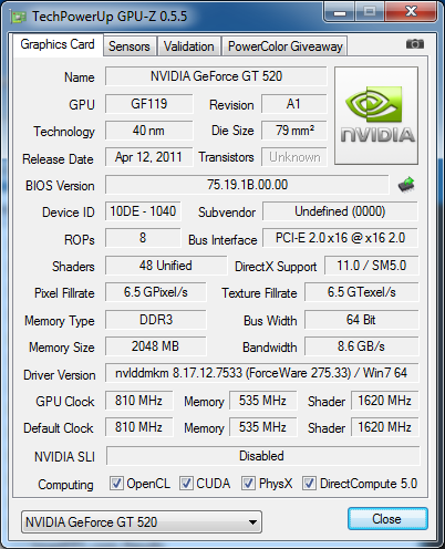 Palit GeForce GT 520 2GB 