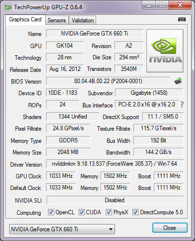 GIGABYTE GV-N66TOC-2GD: GeForce GTX 660 Ti 