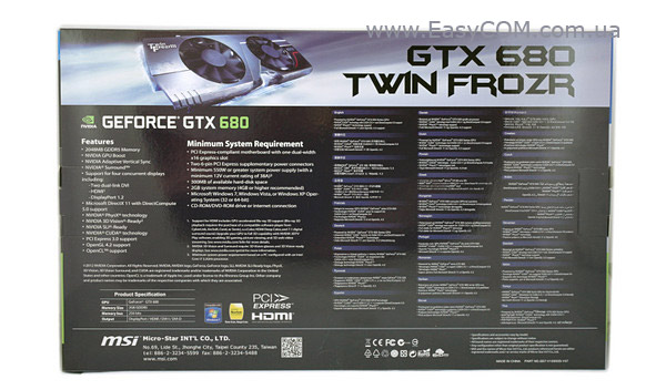 MSI N680 GTX Twin Frozr 2GD5/OC box rear