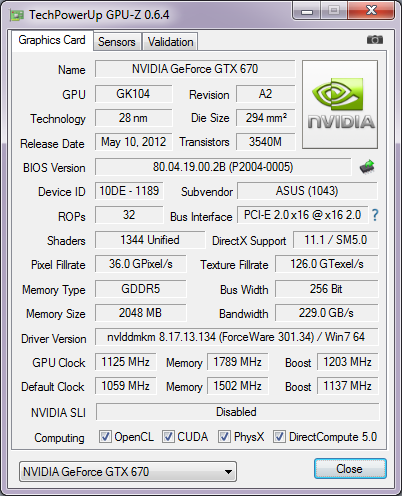 ASUS GTX670-DC2T-2GD5 cpu-z