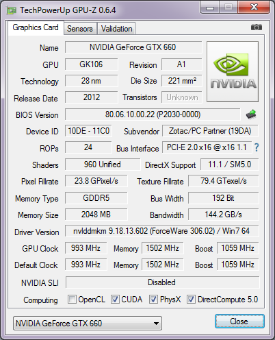 ZOTAC GeForce GTX 660