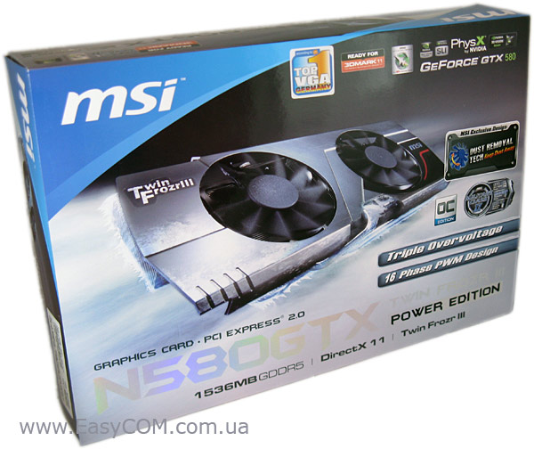 MSI N580GTX TWIN FROZR III 15D5 POWER EDITION/OC box