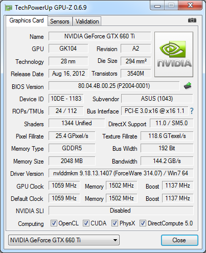 ASUS GTX660 TI-DC2T-2GD5