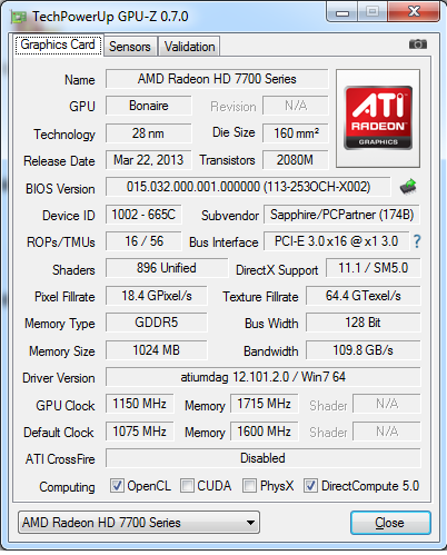 Sapphire Radeon HD 7790 DUAL-X OC