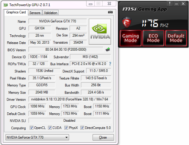 MSI GeForce GTX 770 TWIN FROZR GAMING