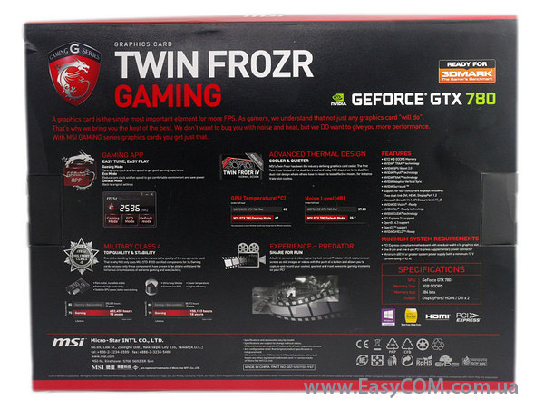 MSI GeForce GTX 780 TWIN FROZR GAMING