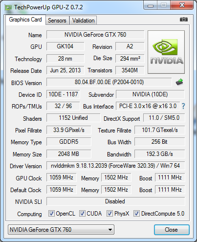 KFA2 GeForce GTX 760 EX OC