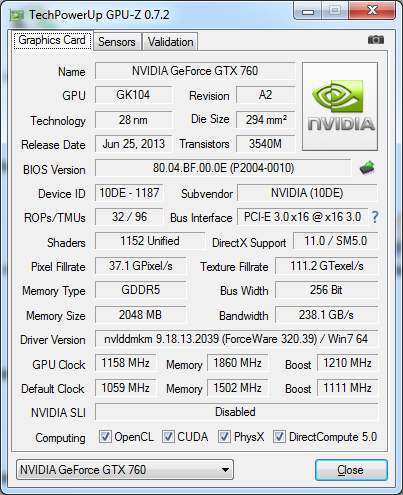 KFA2 GeForce GTX 760 EX OC