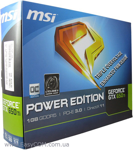 MSI GeForce GTX 650 Ti Power Edition OC box