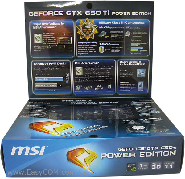 MSI GeForce GTX 650 Ti Power Edition OC box
