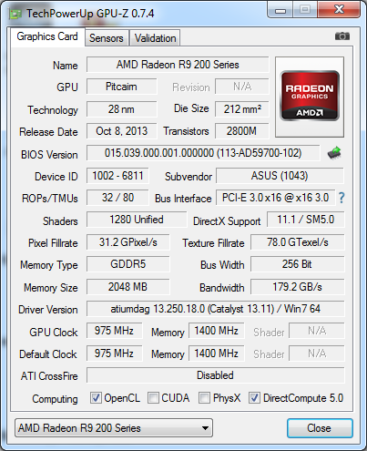 ASUS R9270-DC2OC-2GD5