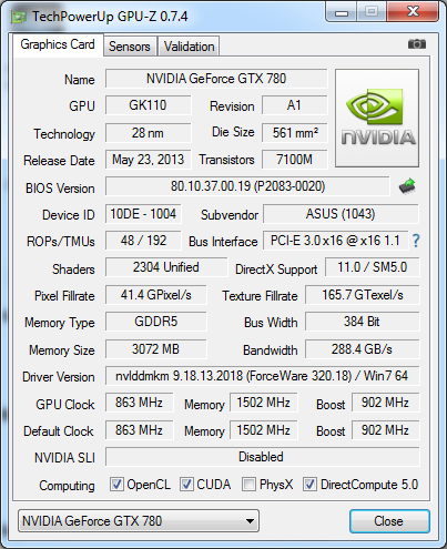 ASUS GTX780-DC2-3GD5