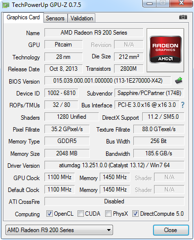 SAPPHIRE VAPOR-X R9 270X 2GB GDDR5 OC WITH BOOST