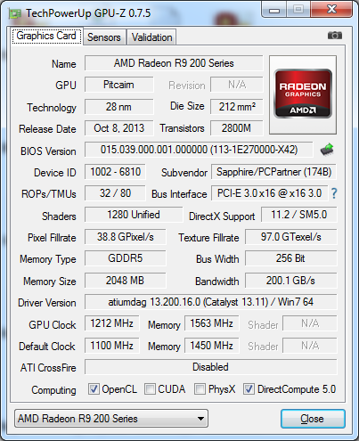 SAPPHIRE VAPOR-X R9 270X 2GB GDDR5 OC WITH BOOST