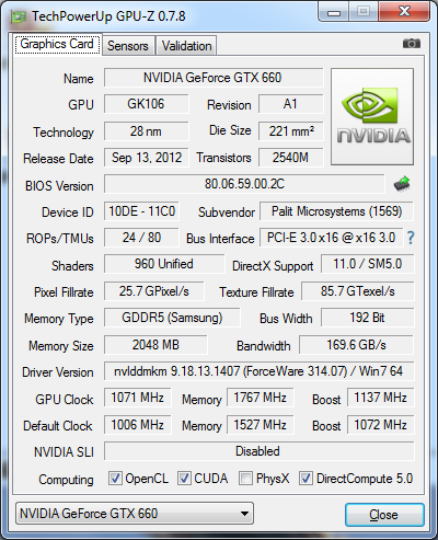 Palit GeForce GTX 660 OC (NE5X660S1049-1060F)