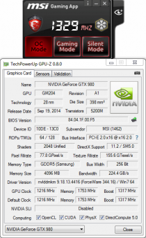 MSI GeForce GTX 980 GAMING 4G