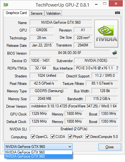 GIGABYTE GeForce GTX 960 WINDFORCE OC (GV-N960WF2OC-2GD)