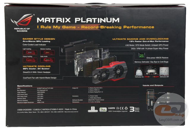 ASUS ROG Matrix Platinum GTX 980 (MATRIX-GTX980-P-4GD5)