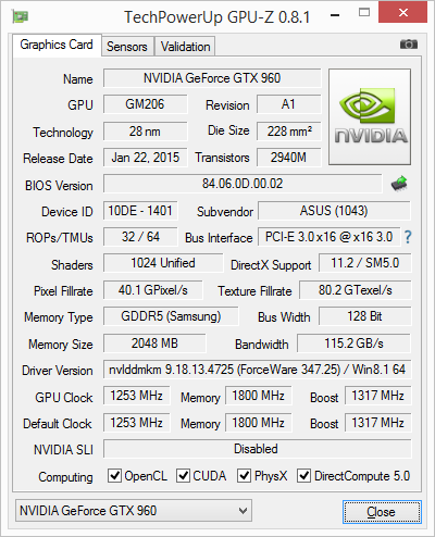 ASUS GeForce GTX 960 STRIX DirectCU II OC (STRIX-GTX960-DC2OC-2GD5)