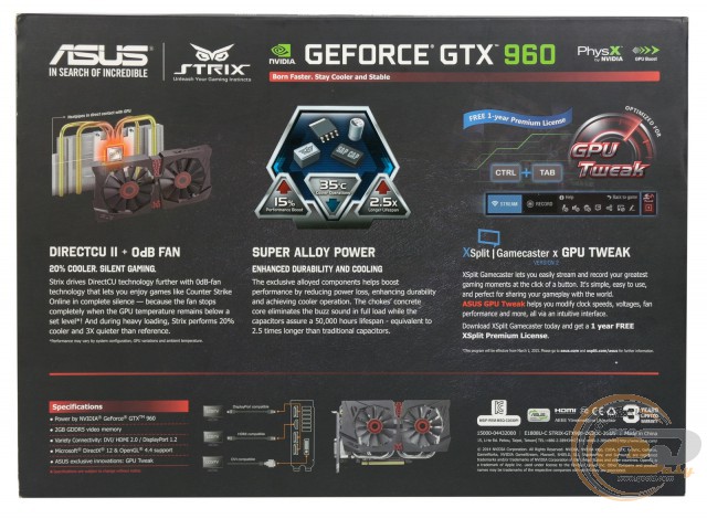 ASUS GeForce GTX 960 STRIX DirectCU II OC (STRIX-GTX960-DC2OC-2GD5)