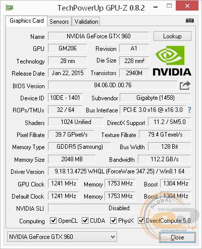 GIGABYTE GeForce GTX 960 G1.GAMING (GV-N960G1 GAMING-2GD)