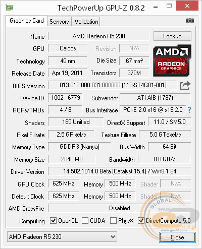 HIS R5 230 Silence 2GB DDR3 PCI-E DLDVI-D/HDMI/VGA (H230H2G)