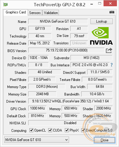 MSI GeForce GT 610 (N610GT-2GD3H/LP)