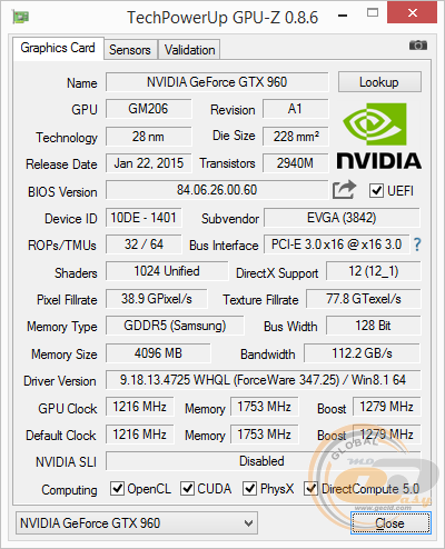 EVGA GeForce GTX 960 4GB SC GAMING