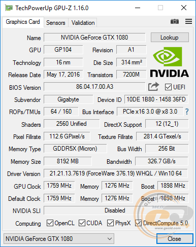 GIGABYTE GeForce GTX 1080 Xtreme Gaming Premium Pack 8G (GV-N1080XTREME-8GD-PP