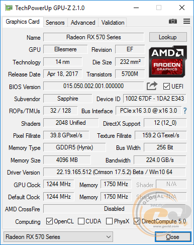 SAPPHIRE PULSE ITX Radeon RX 570 4GD5