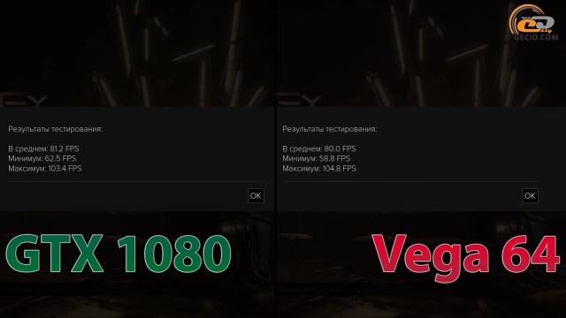 Radeon RX Vega 64 vs GeForce GTX 1080