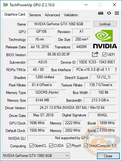ASUS Expedition GeForce GTX 1060 6GB (EX-GTX1060-6G)