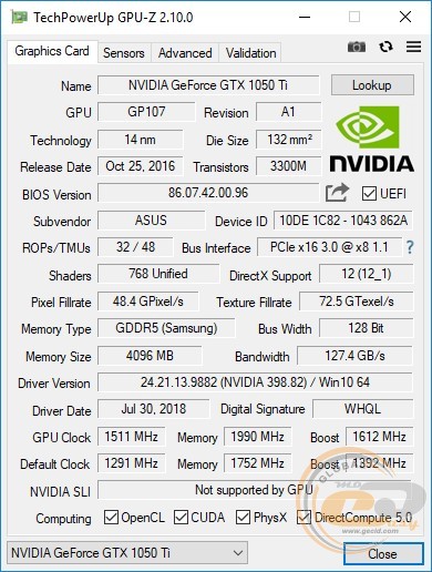 ASUS Phoenix GeForce GTX 1050 Ti (PH-GTX1050TI-4G)