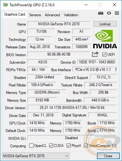 ASUS Dual GeForce RTX 2070 OC Edition (DUAL-RTX2070-O8G)