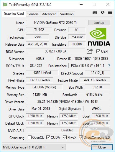 ASUS Dual GeForce RTX 2080 Ti Advanced edition