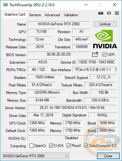 ASUS Dual GeForce RTX 2060 Advanced edition