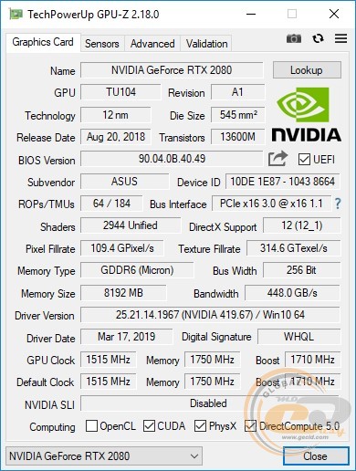 ASUS Dual GeForce RTX 2080 (DUAL-RTX2080-8G)