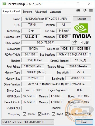 Palit GeForce RTX 2070 SUPER JS