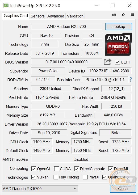 PowerColor Red Dragon Radeon RX 5700 8GB OC (AXRX 5700 8GBD6-3DHR/OC)
