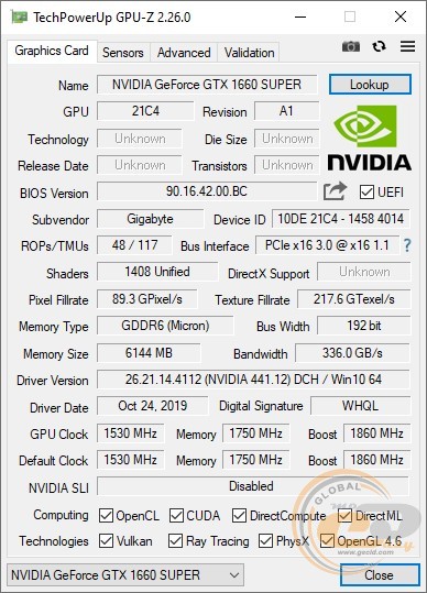 GIGABYTE GeForce GTX 1660 SUPER GAMING OC 6G