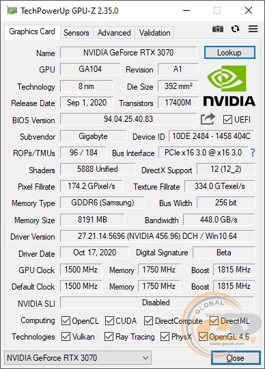 GIGABYTE GeForce RTX 3070 GAMING OC 8G