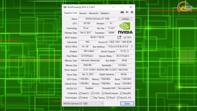 NVIDIA GeForce GT 1030