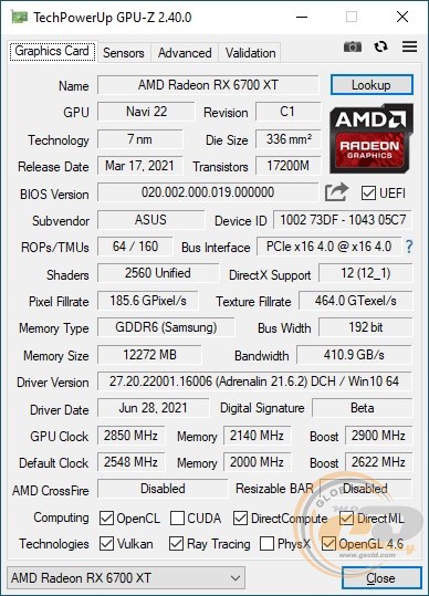 ASUS ROG STRIX Radeon RX 6700 XT OC Edition
