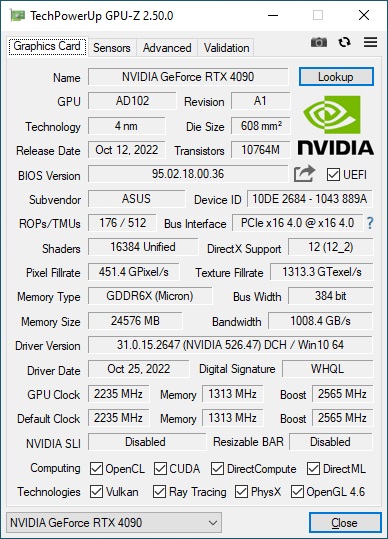 ASUS TUF Gaming GeForce RTX 4090 OC Edition